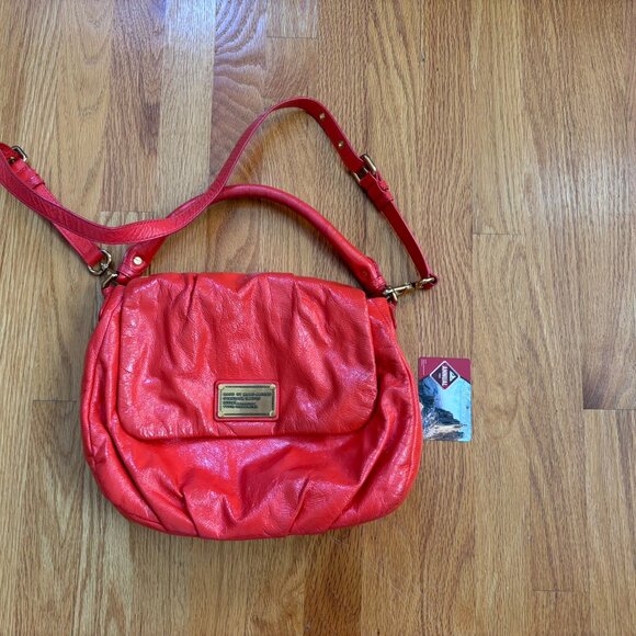 MARC BY MARC JACOBS Orange Leather Satchel Shiny Classic Q Lil Ukita - Picture 3 of 8